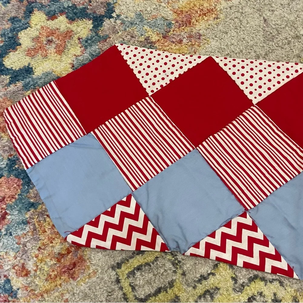 Cute retro vintage handmade checkered table runner 35” x 11.75” quilted
